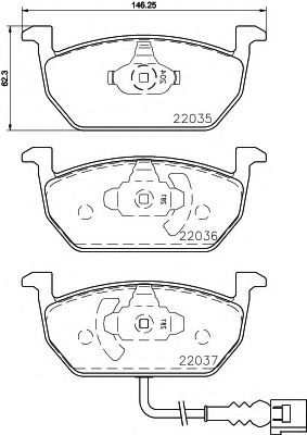 комплект спирачно феродо, дискови спирачки 8DB 355 021-951