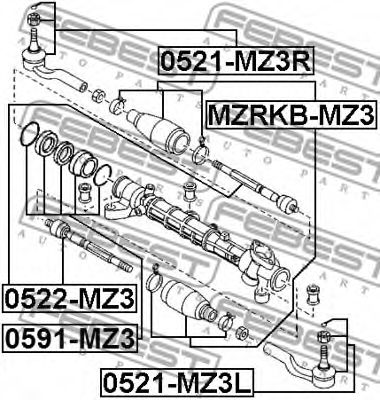 аксиален шарнирен накрайник, напречна кормилна щанга 0522-MZ3