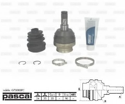 каре комплект, полуоска G7X003PC