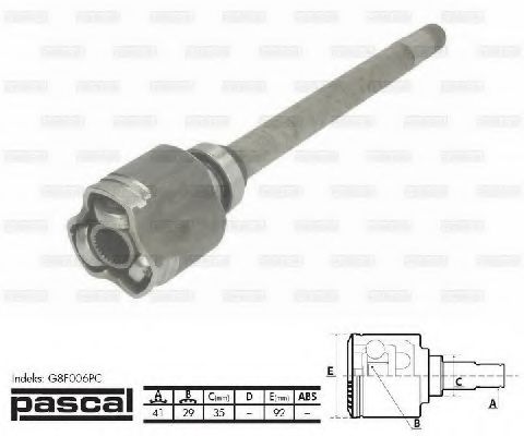 каре комплект, полуоска G8F006PC