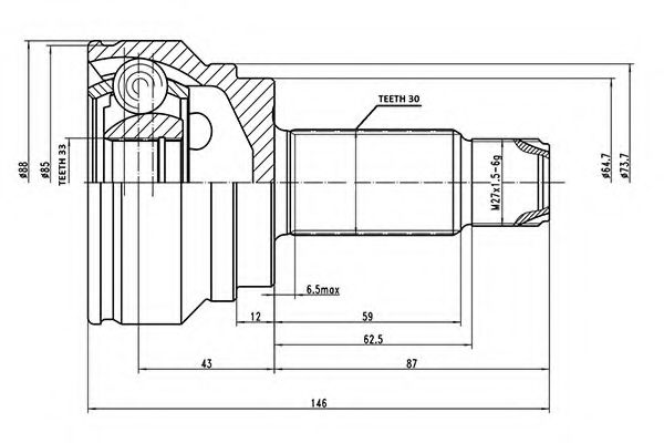 каре комплект, полуоска