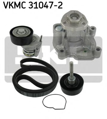 водна помпа + комплект пистови ремъци клиновидно оребряване VKMC 31047-2
