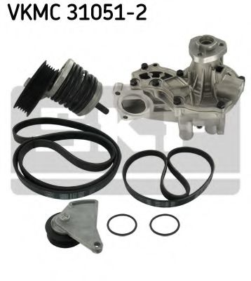 водна помпа + комплект пистови ремъци клиновидно оребряване VKMC 31051-2