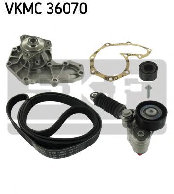 водна помпа + комплект пистови ремъци клиновидно оребряване VKMC 36070