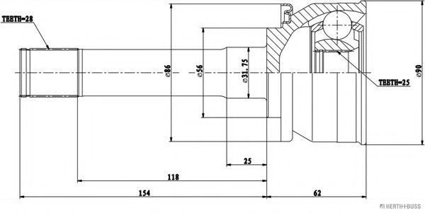 каре комплект, полуоска J2825034