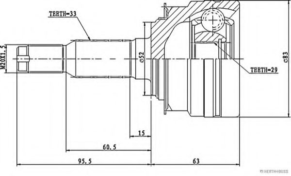 каре комплект, полуоска J2820900