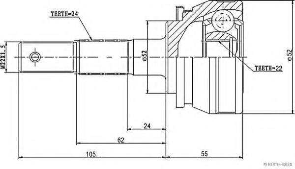 каре комплект, полуоска J2821002
