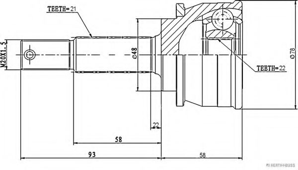 каре комплект, полуоска J2821016