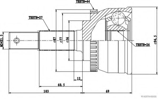каре комплект, полуоска J2821149