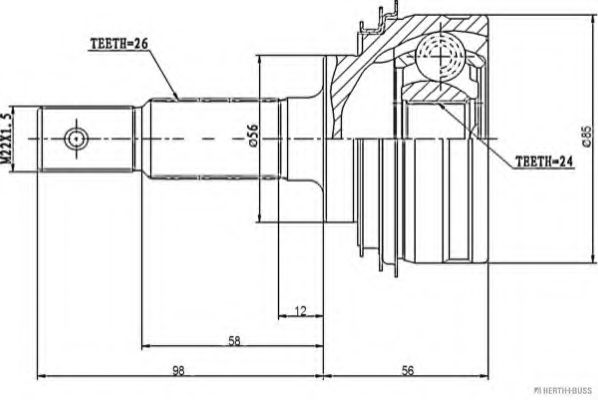 каре комплект, полуоска J2822001