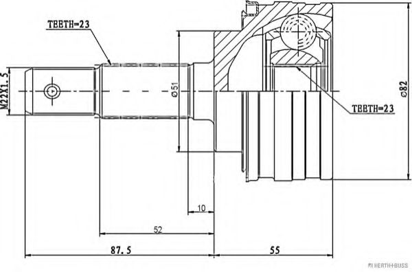 каре комплект, полуоска J2822008