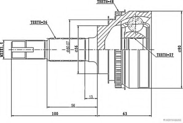 каре комплект, полуоска J2822116