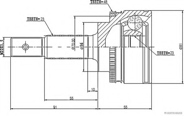 каре комплект, полуоска J2822120