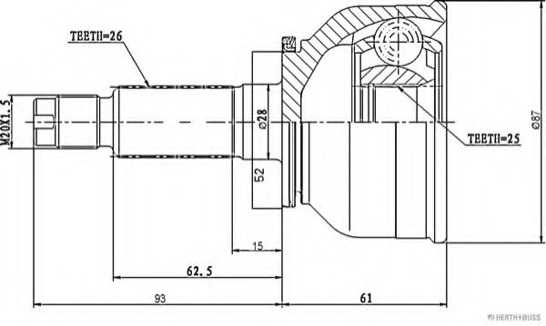 каре комплект, полуоска J2823003