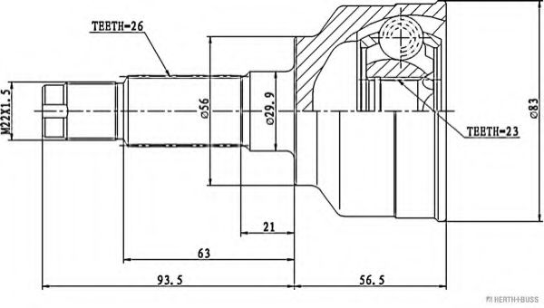 каре комплект, полуоска J2823004