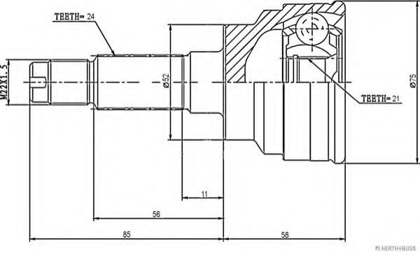 каре комплект, полуоска J2823019