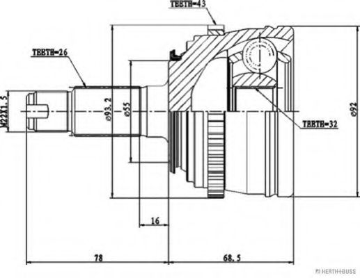 каре комплект, полуоска J2824133