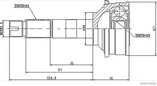 каре комплект, полуоска J2826005