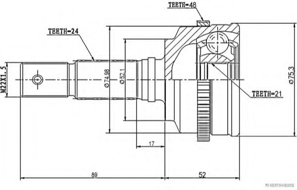 каре комплект, полуоска J2826117