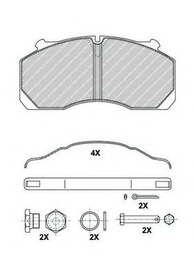 комплект спирачно феродо, дискови спирачки FCV1821B