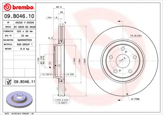 спирачен диск 09.B046.10