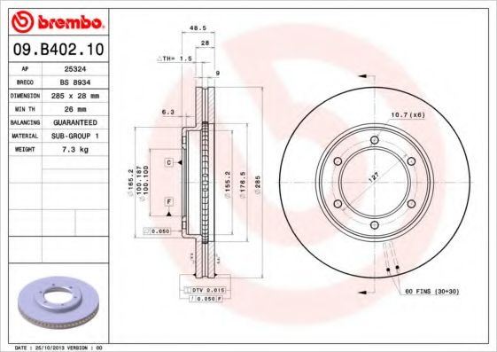 спирачен диск 09.B402.10