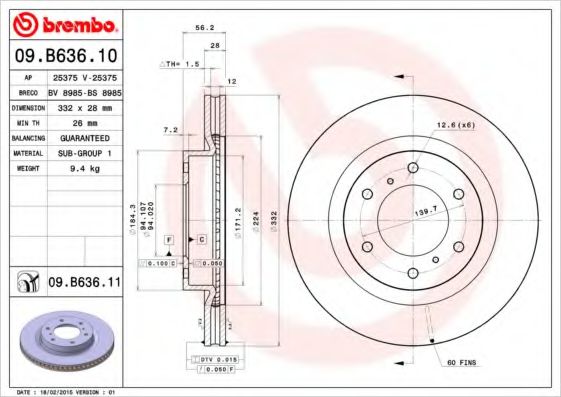 спирачен диск 09.B636.10