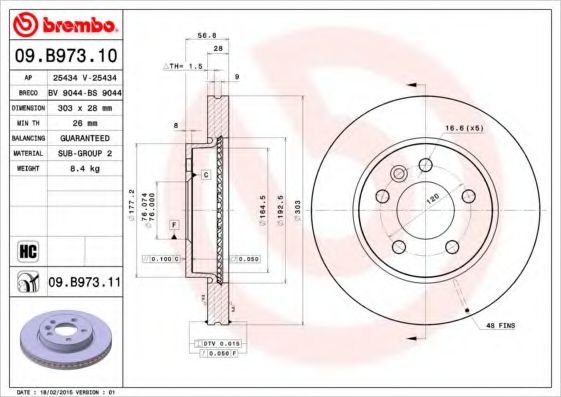 спирачен диск 09.B973.10