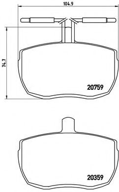 комплект спирачно феродо, дискови спирачки P A6 004