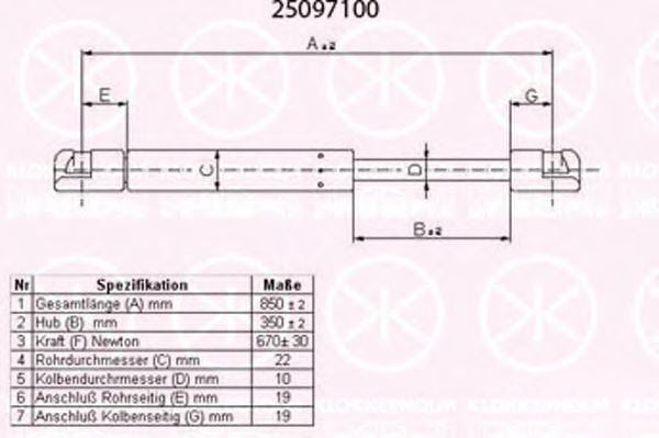 газов амортисьор, багажно/товарно пространство 25097100