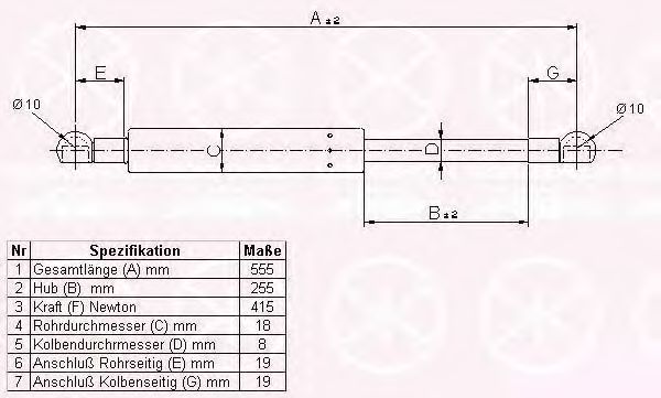 газов амортисьор, багажно/товарно пространство 90077100