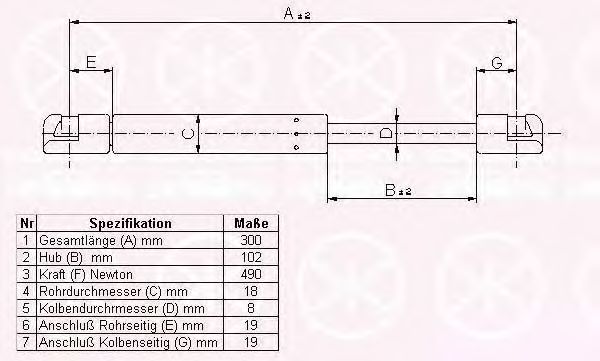 газов амортисьор, багажно/товарно пространство 90087100