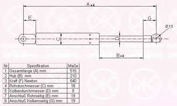 газов амортисьор, багажно/товарно пространство 95577100