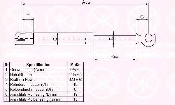 газов амортисьор, багажно/товарно пространство 90377100