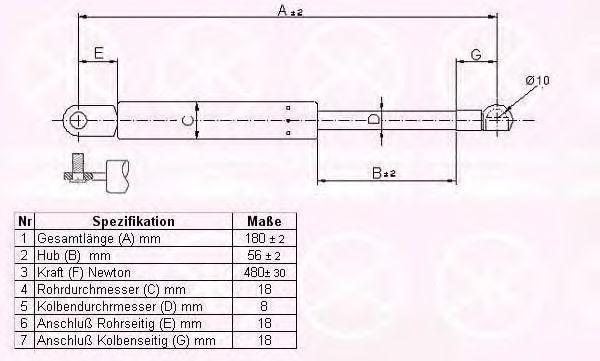 газов амортисьор, багажно/товарно пространство 60377102