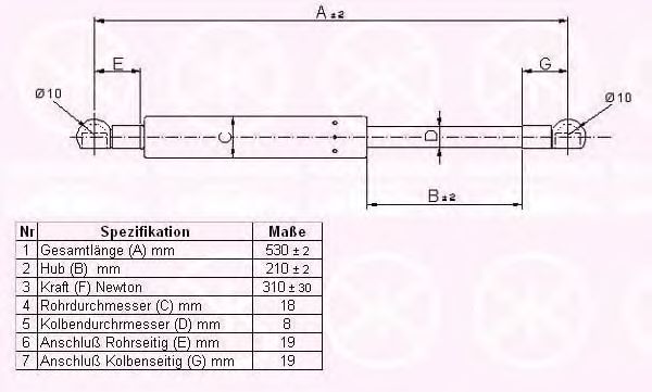 газов амортисьор, багажно/товарно пространство 90457100