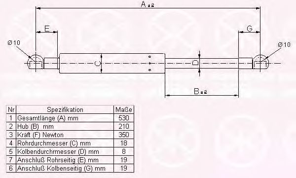 газов амортисьор, багажно/товарно пространство 90457105