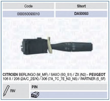 превключвател на кормилната колона 000050093010